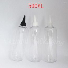 Storage Bottles 500ML Transparent Round Plastic Bottle Pointed Mouth Cap 500CC Makeup Sub-bottling Jam / Lotion Packaging