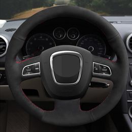 Car Steering Wheel Cover Genuine Leather Suede For Audi A3 8P Sportback A4 B8 Avant A5 8T A6 C6 A8 D3 Q5 8R Q7 4L S3 S4233d