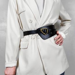 Belts Black Wide PU Leather Belt Women Corset Waist Female Adjustable Skinny Waistband For Coat Suit Decor