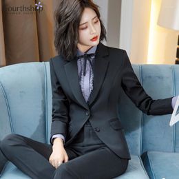 Women's Two Piece Pants Black Pant Suits For Women Business Work Wear Uniforms Trousers Blazer Set Office Lady 2 Sets Female Formal Outfits