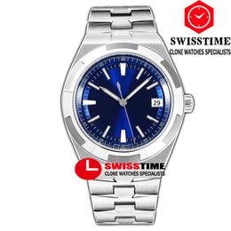V8F Overseas 4500V Ultra-Thin A5100 Self Winding Automatic Mens Watch 41mm Blue Dial Stick Markers Stainless Steel Bracelet Super 297o