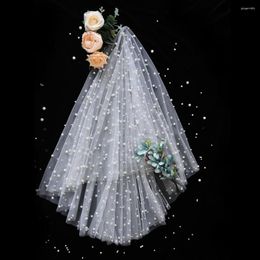 Bridal Veils V13 High Quality 1 Layer Wedding Veil White Ivory Short Tulle Pearl Accessories Headband With Bride