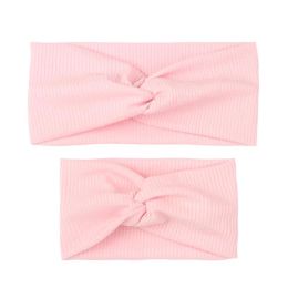 2pcs set Mom Mother Daughter Kids Baby Girl Bow Headband Solid Color Head Hair Band Accessories Parent Child Family Headwear ZZ