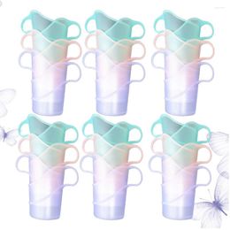 Disposable Cups Straws 24pcs Glass Dispenser Anti-scald Insulated Plastic Cup Stand Heat-resistant Holder (Mixed Color)