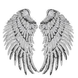 1 Pairs Sequined Wings Patches for Clothing Iron on Transfer Applique Patch for Jacket Jeans DIY Sew on Embroidery Sequins294n