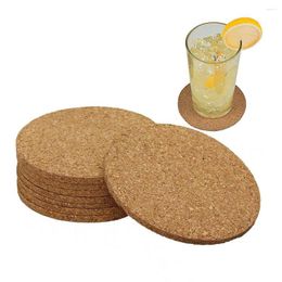 Table Mats 10pcs Round Cork Coasters 3.9" Diameter For Cold Drinks Wine Glasses Plants Cups & Mugs