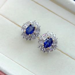 Stud Earrings CoLife Jewelry Natural Sapphire For Daily Wear 4 6mm Blue 925 Silver