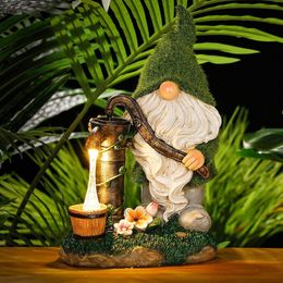 Decorative Objects Figurines Outdoor Solar Garden Lamp Lights Ornaments Cartoon Gnome Statues Dwarf Resin Crafts Courtyard Home Balcony Decoration 230728