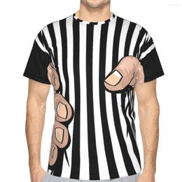 Men's T Shirts Big Hand Squeezing Referee Style Stripes Polyester TShirt Top Quality Creative Thin Shirt Short Sleeve