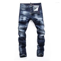 Men's Jeans Design Husband Stretch Skulls Brand Blue Mens Slim Denim Trousers Pants Zipper Arrive