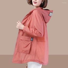 Women's Jackets Jacket Spring Summer Sun Protection Clothing Korean Hooded Basic Mid-length Anti-UV Outdoor Loose Top