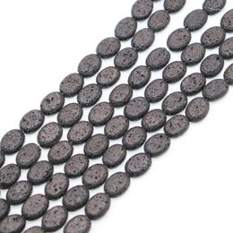 Beads 13 18mm Volcanic Lava Natural Stone Bead Black Rock Oval Shape Loose Space For Jewellery Making DIY Necklace