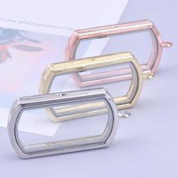 Pendant Necklaces 10Pcs Plain Rectangle Glass Medaillion Floating Charm Locket Alloy Jewellery Making Necklace Keychain Craft Gift Supplies