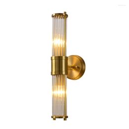 Wall Lamp American Vintage Lamps Post Modern Simple Living Room Bedroom Corridor Stairs Crystal Glass Bracket Light Home Decoration