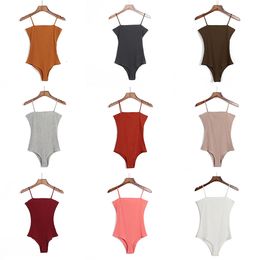 Womens Jumpsuits Rompers P474 Women Spaghetti Strap Sexy Backless Bodysuit Women Summer Bodycon Camisole Bodysuits Black White Jumpsuits Tops 230729