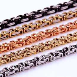 Chains Fashion 316L Stainless Steel Necklace Chain Choker Byzantine Box Jewelry For Men Women Boys 6mm Any Length