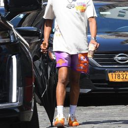 Men's Shorts Bieber Summer Beach Baggy High Street Hip Hop Speckle Ink Jogging Oversized Fashion Sandblasting For Men