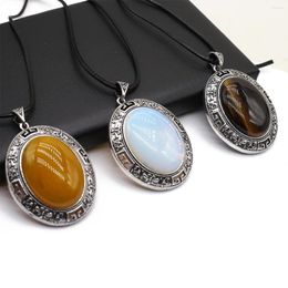 Pendant Necklaces Vintage Exquisite Jewellery Necklace With Oval Shape Natural Semi Precious Stone Party Banquet Wedding