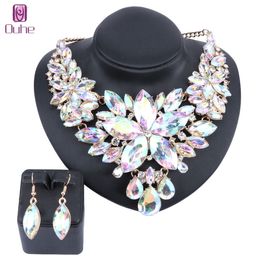 Wedding Jewellery Sets High Quality Crystal Choker Statement Necklace Earring Jewellery Set Wedding Gift Women Brides Prom Party 230728