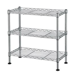 17.72" H 3 Tier Adjustable Storage Shelving Unit Metal Organiser Wire Rack Shelf