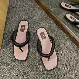 Slippers 2023 Flat Heel Pinch Women Sandals With Narrow Band And Kitten Mules Elegant Flip Flops Summer Shoes