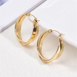 Hoop Earrings Trendy Geometric Twisted Fashion Gold Color Big Round Circle For Women Punk Hiphop Jewelry Gift