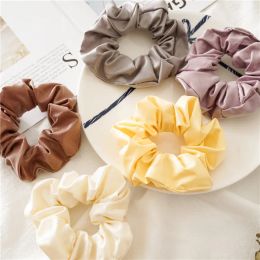 50pcs Women Lady girl Scrunchy Hairband Pure Colour PU Large intestine Sports Dance Scrunchie Elastic RingZZ