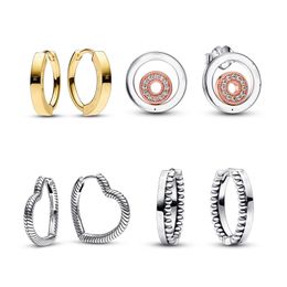 S925 Orecchini circolari a doppio anello in argento sterling anello a forma di tallone rotondo Orecchini sono adatti per orecchini alla moda di gioielli primitivi