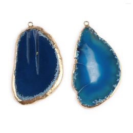 Pendant Necklaces Natural Stone Pendants Irregular Gold Plated Blue Agate For Fashion Jewellery Making Diy Women Necklace Party Crafts