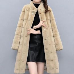 Women's Fur 2023High Quality Faux Winter Jacket For Middle-Aged And Elderly Mothers Ladies Mink Velvet Wear Mid-Long Parka
