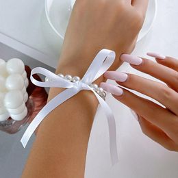 Charm Bracelets Adjustable Ribbon Imitation Pearl Bracelet Vinatge Weddings Birthday Party Gift Y2k Style For Women Handmde Pulseras