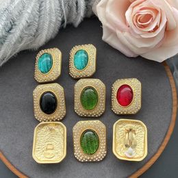 Stud Earrings 2023 Middle Ancient Vintage 24 Gold Bright Face Red Blue Yellow Green Pharaoh Coloured Glaze Literary Retro Ear
