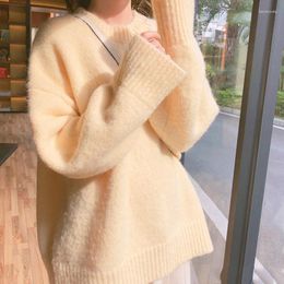 Women's Sweaters 2023 Fall Winter Women Sweater Pullovers Oversized Knitted Elegant Ladies Jumpers Long Sleeve Yellow Female Top