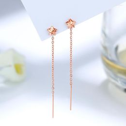 Stud Earrings SA SILVERAGE Tassel Long Valentine's Day Activities Gifts 18k Gold Simple Women Rose Ear Chain