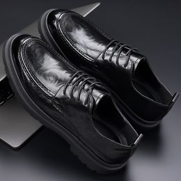 Leather shoes 2023 summer new mens leather breathable all-match thick-soled business formal wear high-end casual shoes