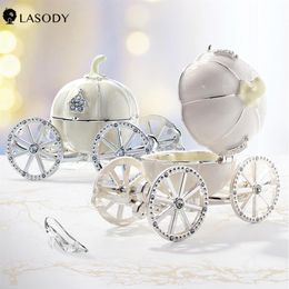 Crystal Storage Box Cinderella Pumpkin Carriage Trinket Box With Hinged Treasure Chest Organiser Keepsake Gift for Her Y1116279G