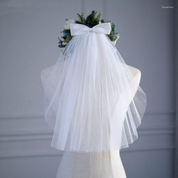 Bridal Veils Simple White Wedding For Women Two Layers Black Short Tulle Veil With Hair Comb Accessories