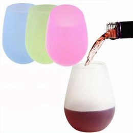 Copo de vinho de borracha de silicone Copos de cerveja inquebráveis para churrasco ao ar livre Acampamento Copos de vinho 370 ml (12,5 onças) DH0171 LL