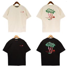 Men's T Shirts 23SSAngels Letter Logo Short Sleeve T-Shirt Women's Couple Casual Coconut Tree Printing TShirts Fashion Trend High