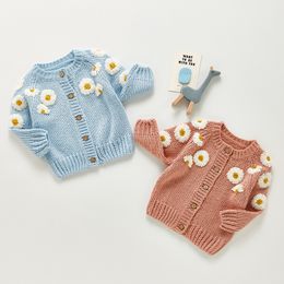 Jaquetas primavera bebê meninas bordado cardigã casaco roupas outono manga longa impressão malha crianças crianças casacos 230728