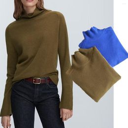 Women's Sweaters Maxdutti England Style Simple Solid Women Turtleneck Wool Knitwear Casual Pullovers Tops