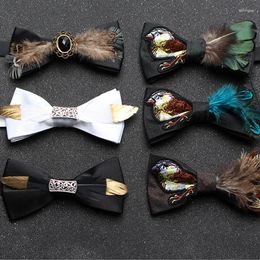 Bow Ties Fashion Feather Exquisite Hand Made Bowtie For Mens Suits Gift Groom Wedding Party Men Tie Gravatas Para Cravate Homme