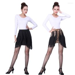 Stage Wear Latin Dance Skirt Feminine Bag Hip Training Dress Tassel Short Competition Performance Clothes