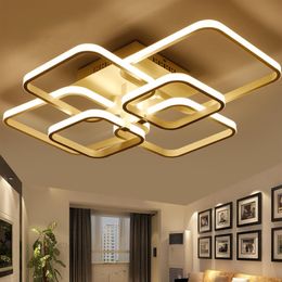 Rings Modern Led Chandelier For Living Room Dining Room Bedroom Lustres Memory Function Led Ceiling Chandelier Lighting Fixture 903496