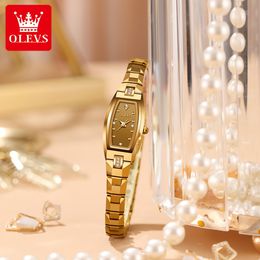 Armbanduhren OLEVS Wolfram Stahl Quarz Frauen Uhr Luxus Mode Marke Elegante Design Diamant Wasserdichte Armbanduhr Für Damen Reloj Mujer 230728
