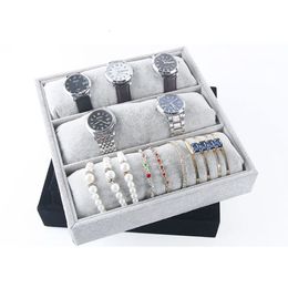 Jewellery Stand Design 3 Grids Watches Holder Bracelets Anklet Hair-binding Tray Jewellery Display Jewellery Organiser Removable Long Pillows 230728