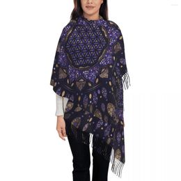 Scarves Customised Printed Flower Of Life In Lotus Dot Art Purples And Gold Scarf Winter Warm Dots Meditation Shawls Wraps