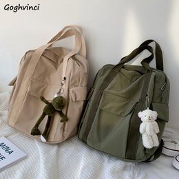 School Bags Backpack Korean Style Harajuku Multifunction Travel Large Capacity Backpack Retro Solid Waterproof Bag Students Preppy 230729