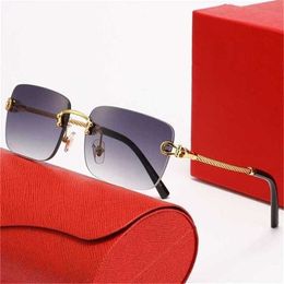 50% OFF Sunglasses 2023 new New for Men and Women Frameless Fried Dough Twists Metal Leg Optics Fashion Personalized GlassesKajia New