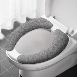 Toilet Seat Covers Thicker Bathroom Cover Pads Soft Warmer Cushion Stretchable Washable Fibre Cloth Easy